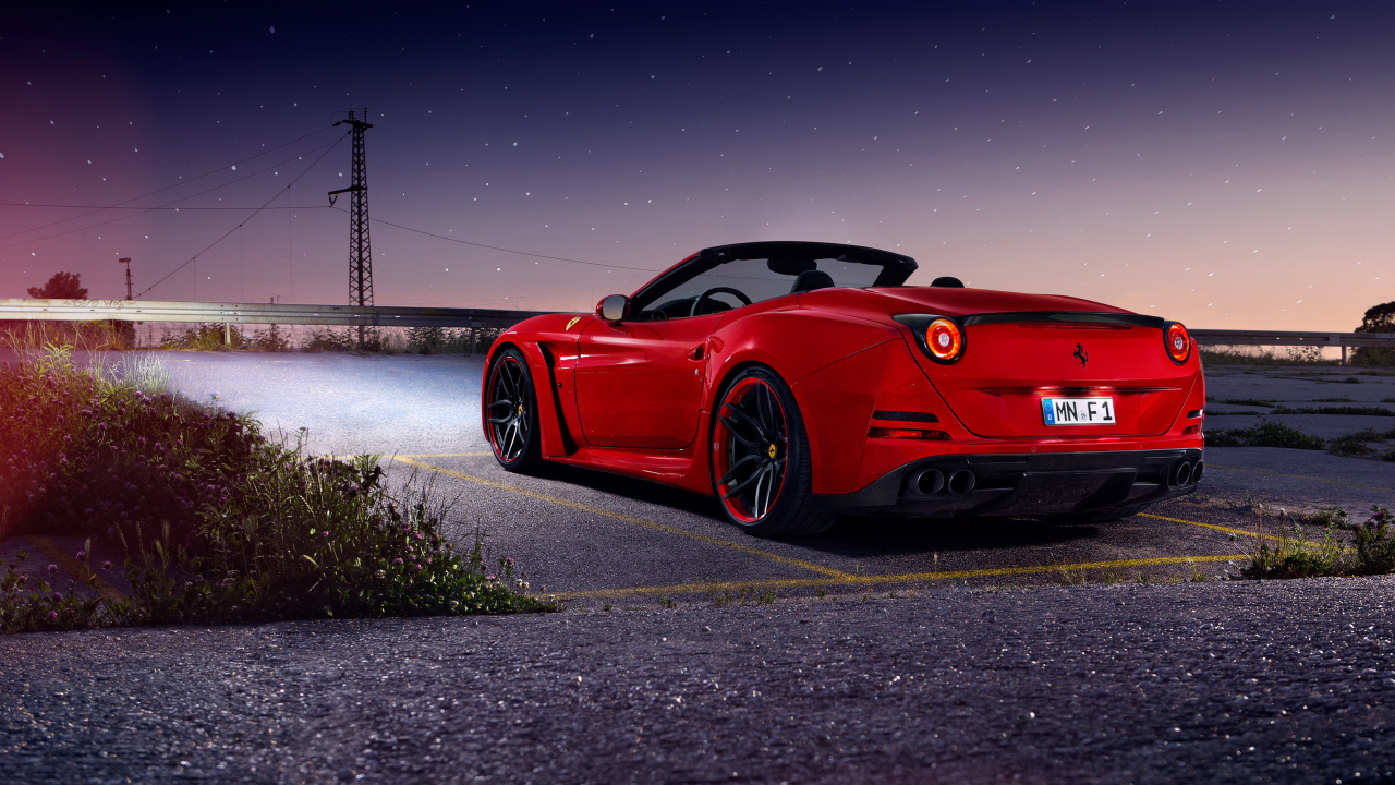 Red Ferrari 458 Italia on Road During Night Time. Wallpaper in 1280x720 Resolution