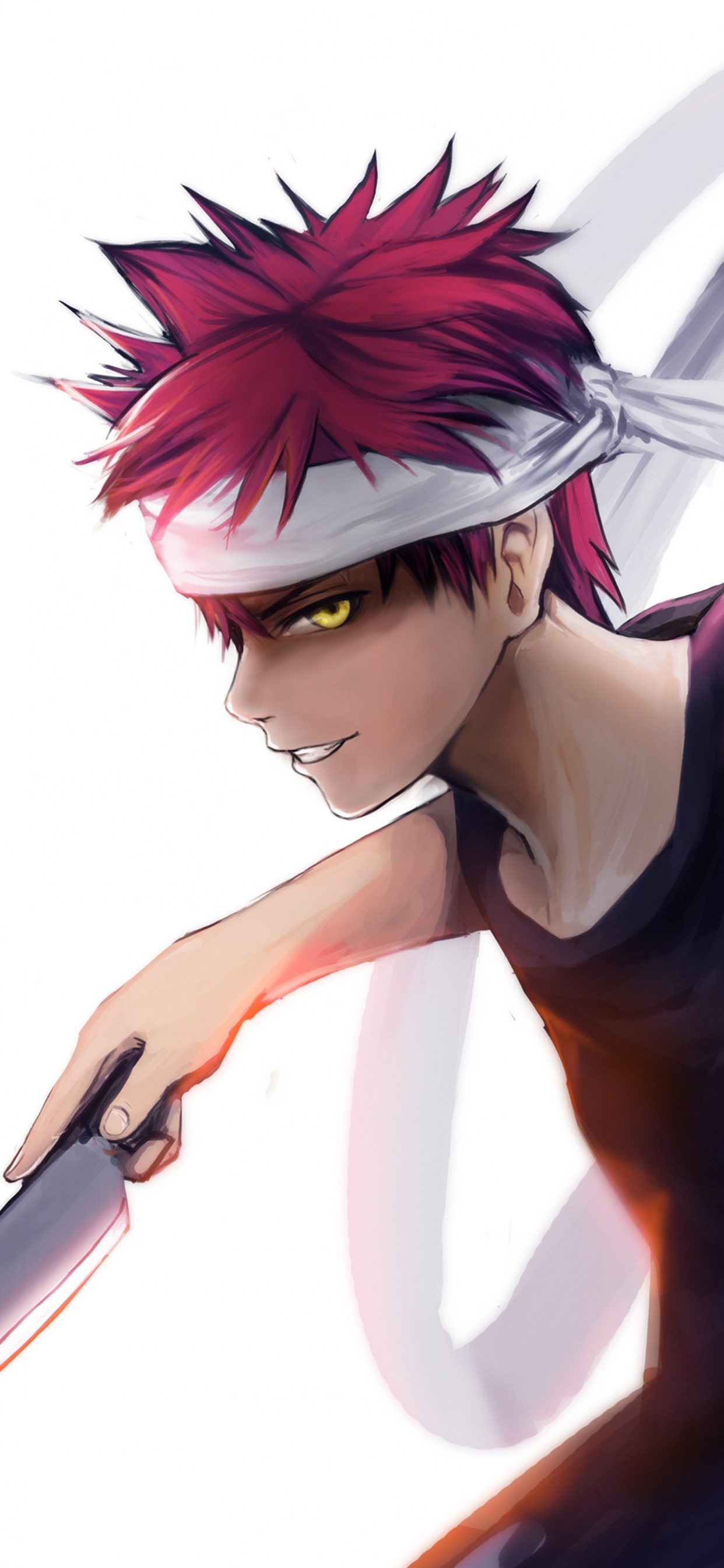 Frau im Schwarzen Tanktop Mit Messer Anime Charakter. Wallpaper in 1242x2688 Resolution