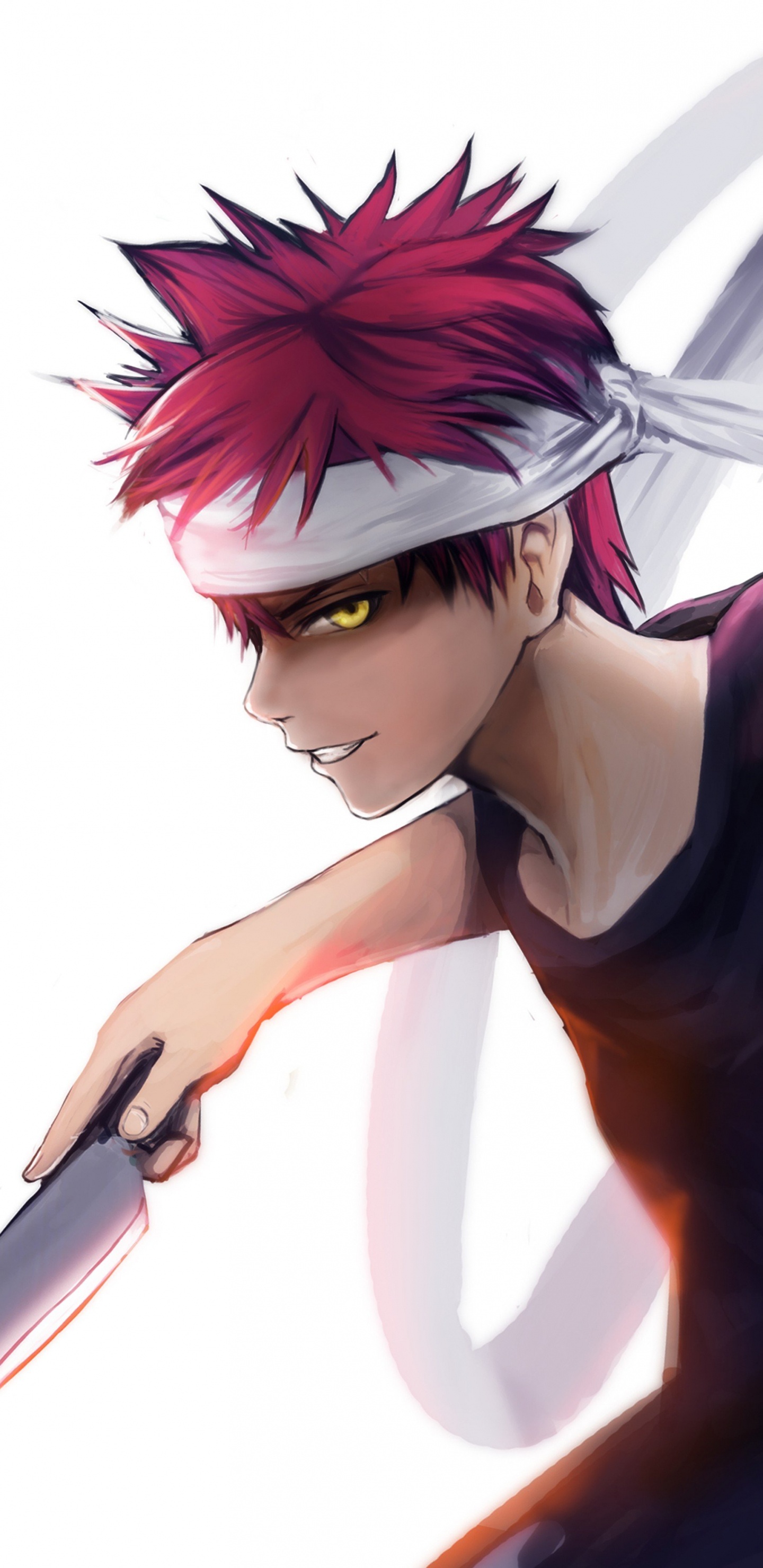 Frau im Schwarzen Tanktop Mit Messer Anime Charakter. Wallpaper in 1440x2960 Resolution