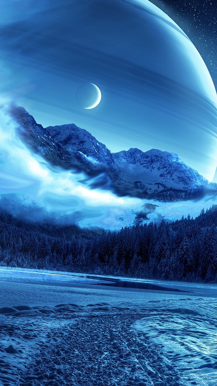 Schneebedeckter Berg Unter Blauem Himmel. Wallpaper in 750x1334 Resolution