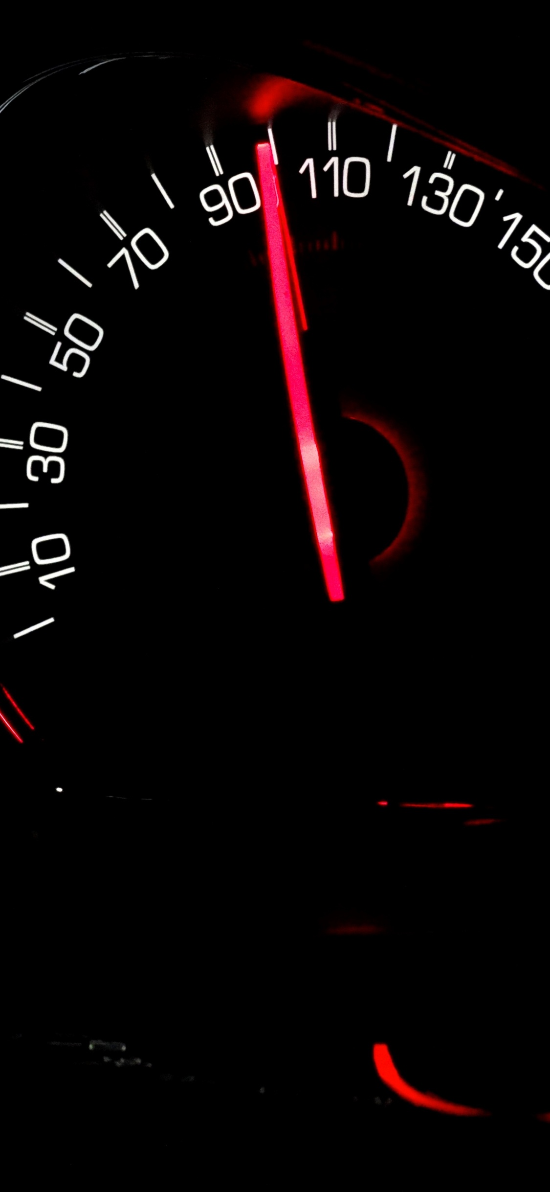 Black and Red Speedometer at 0. Wallpaper in 1125x2436 Resolution