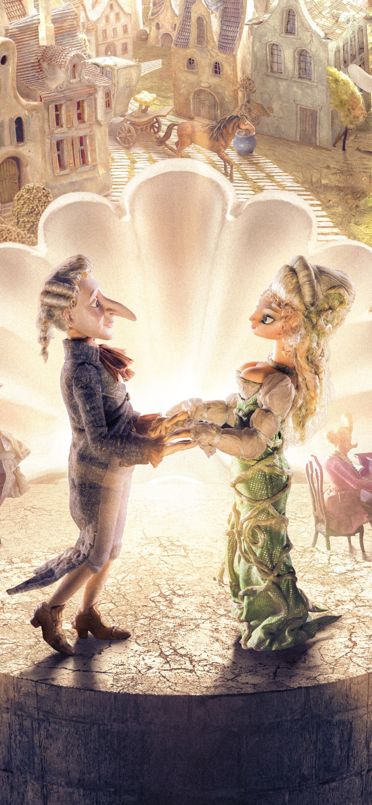 Gente Sentada en un Banco Cerca de la Fuente. Wallpaper in 1242x2688 Resolution