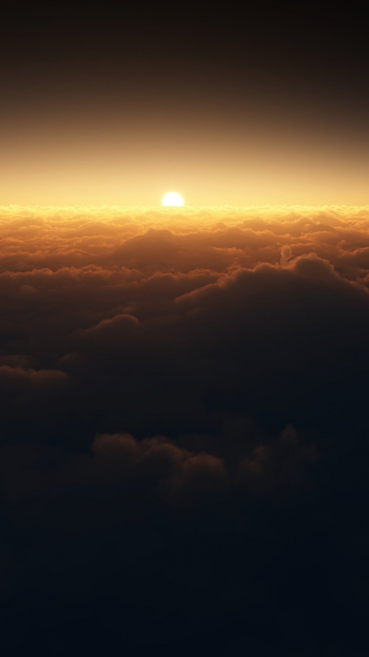 Nuages et Soleil au Coucher du Soleil. Wallpaper in 750x1334 Resolution