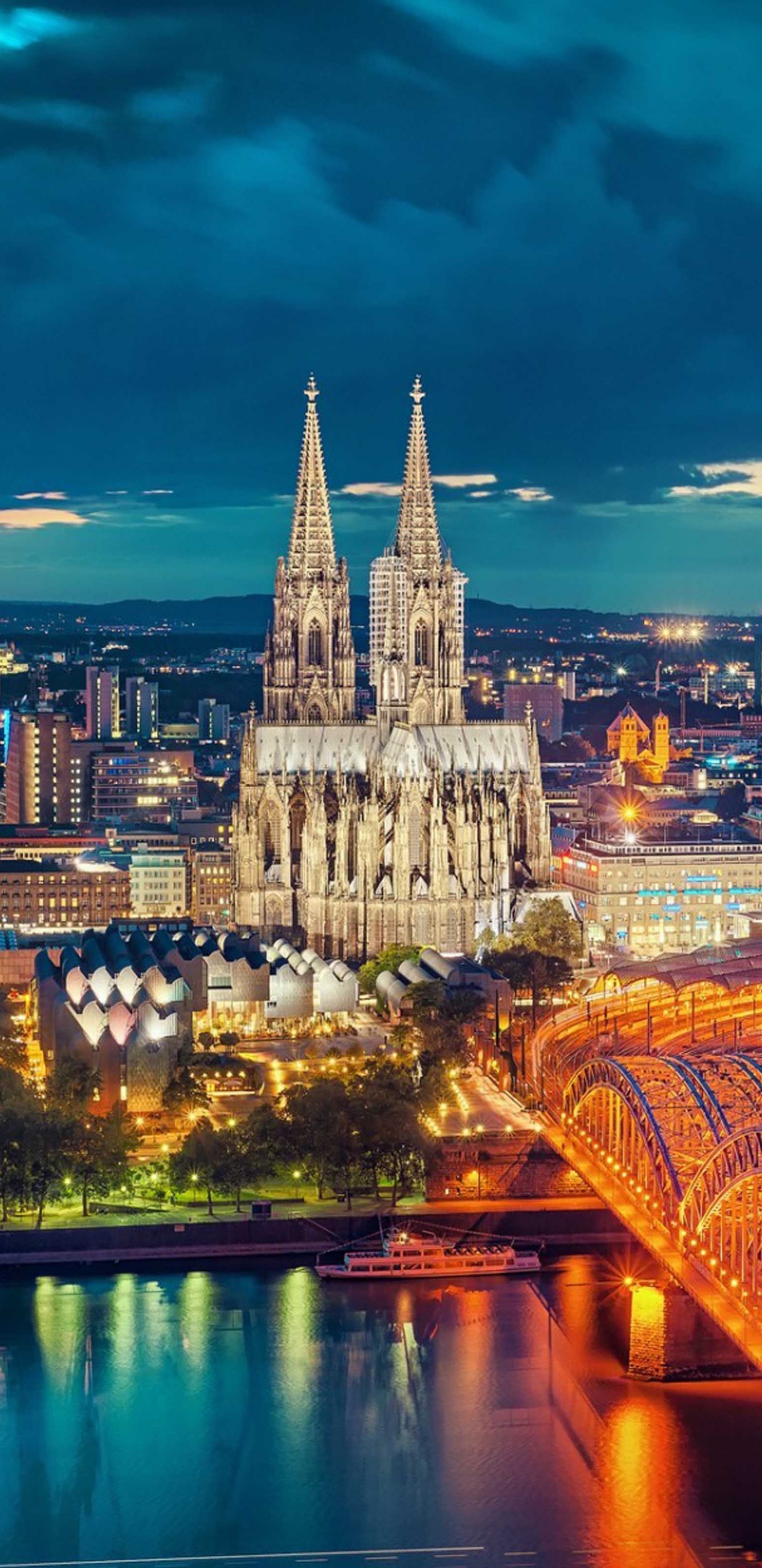 城市景观, 城市, 里程碑, 反射, 地平线 壁纸 1440x2960 允许