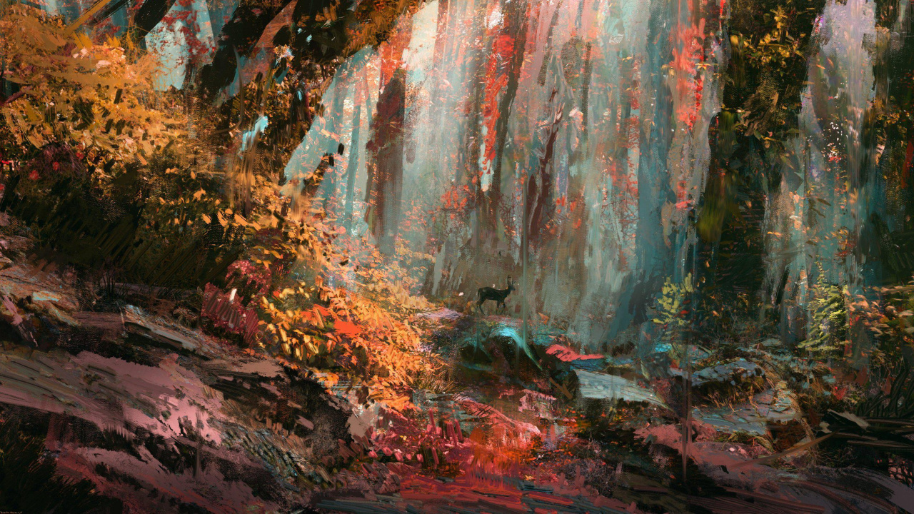 Wald, Digitale Kunst, Kunst, Künstler, Naturlandschaft. Wallpaper in 1280x720 Resolution