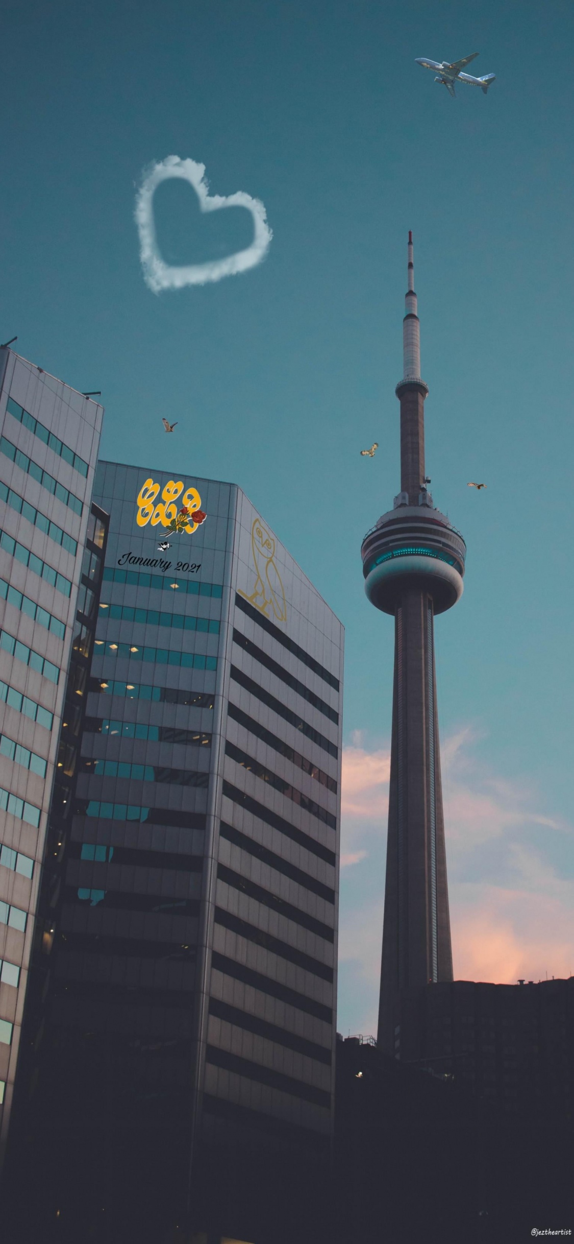 Clb Drake, CN Tower, Certified Lover Boy, Building, Skyscraper. Wallpaper in 1125x2436 Resolution
