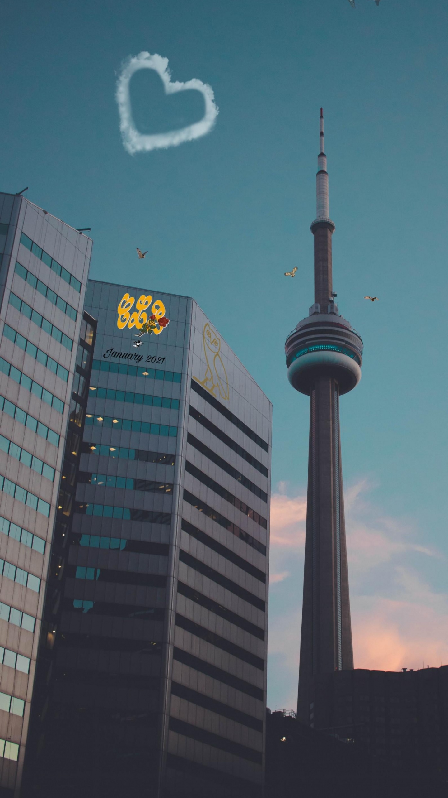 Clb Drake, CN Tower, Certified Lover Boy, Building, Skyscraper. Wallpaper in 1440x2560 Resolution