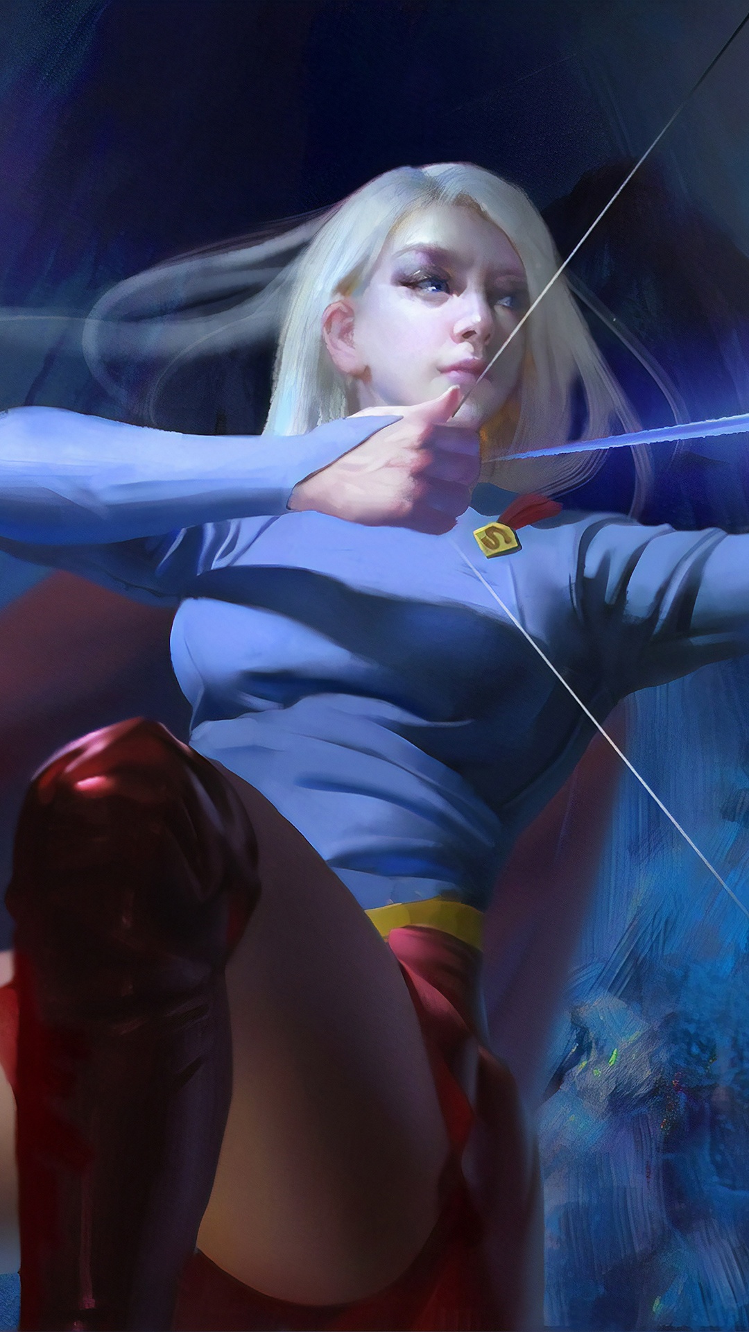 Frau in Blauem Langarmhemd Und Schwarzen Shorts Mit Schleife. Wallpaper in 1080x1920 Resolution