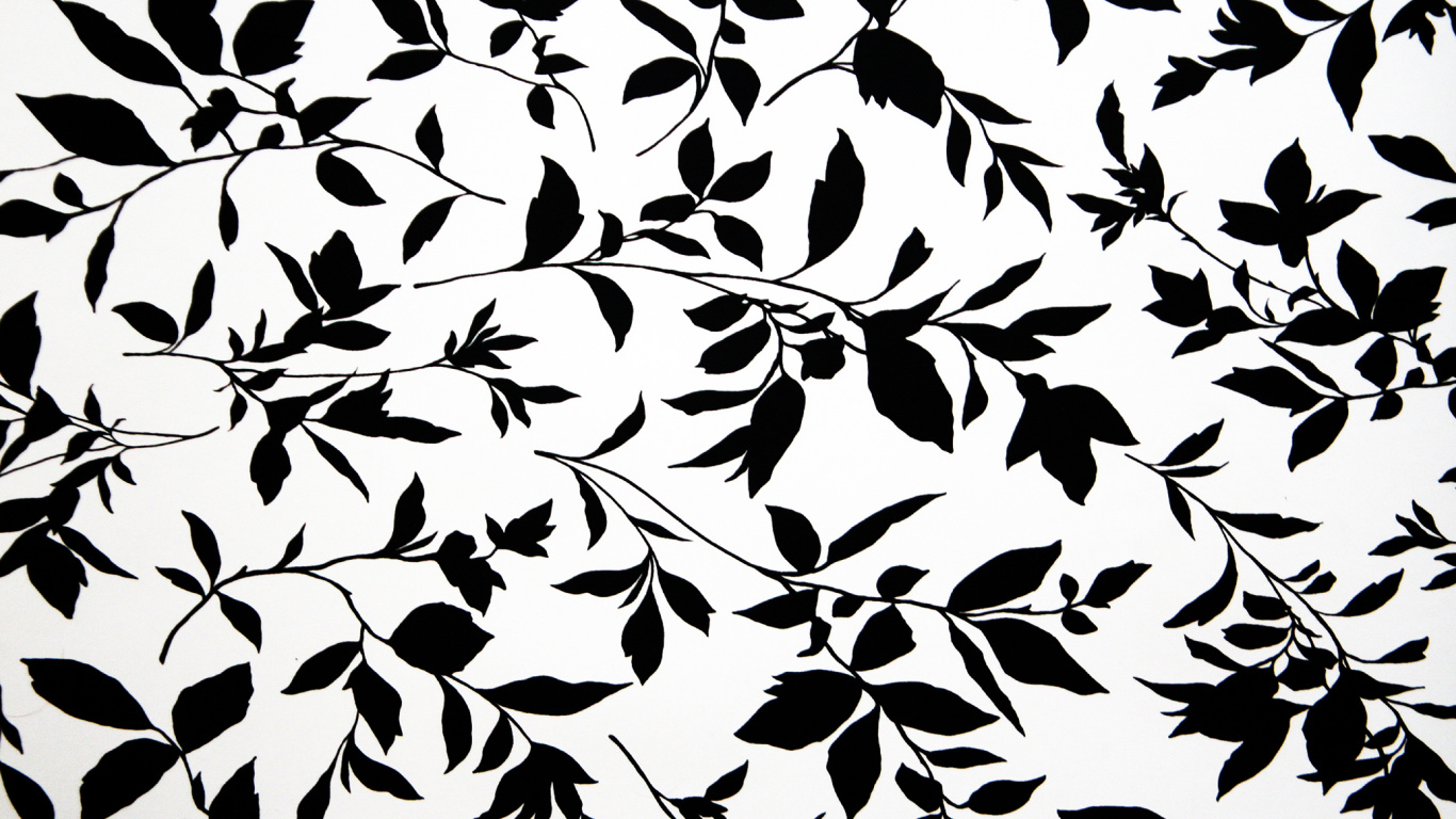 Weißes Und Schwarzes Florales Textil. Wallpaper in 1366x768 Resolution