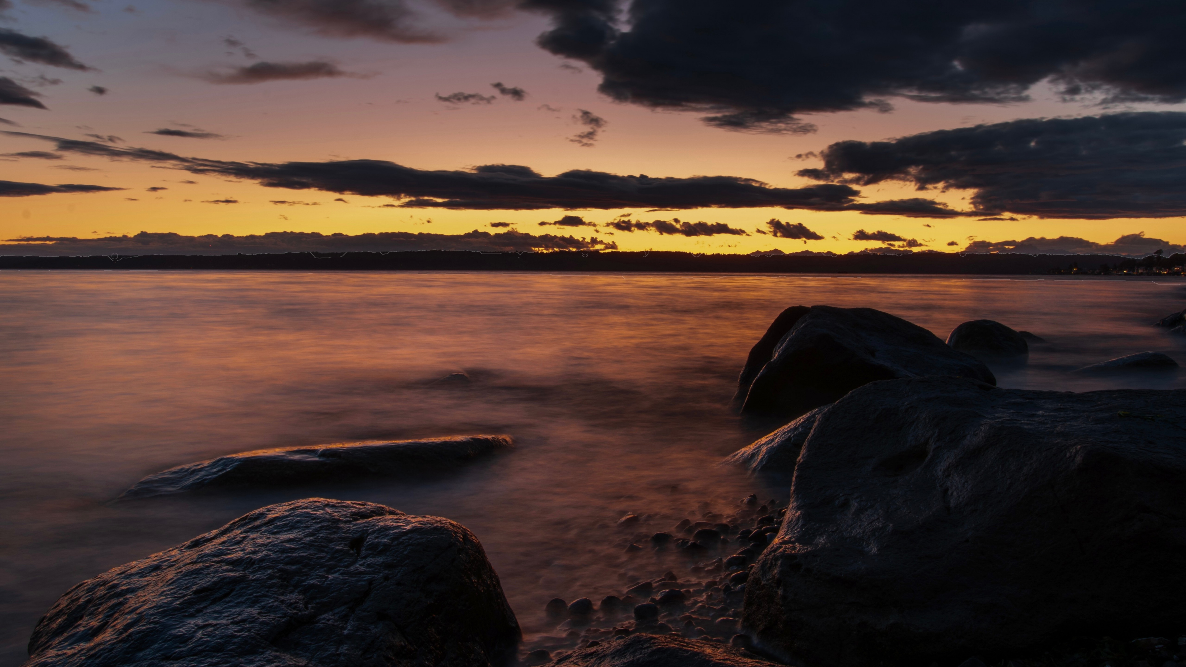 Sonnenuntergang, Meer, Cloud, Küste, Ufer. Wallpaper in 3840x2160 Resolution