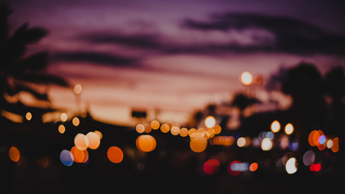 Photographie Bokeh de Lumières Oranges. Wallpaper in 1366x768 Resolution