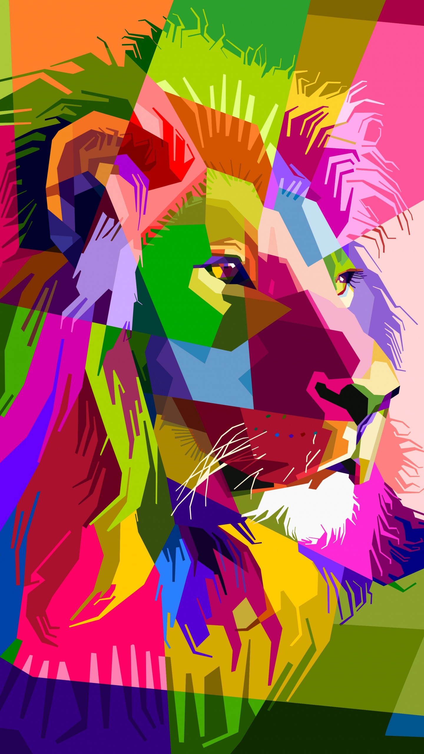 Purple Yellow and Pink Lion Painting. Wallpaper in 1440x2560 Resolution