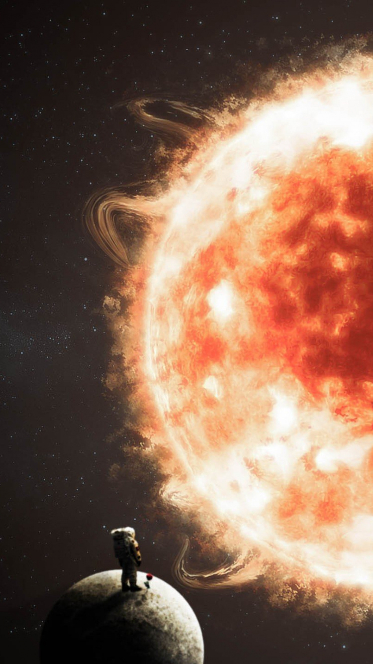 Rot-weißer Planet Mit Schwarzem Hintergrund. Wallpaper in 750x1334 Resolution