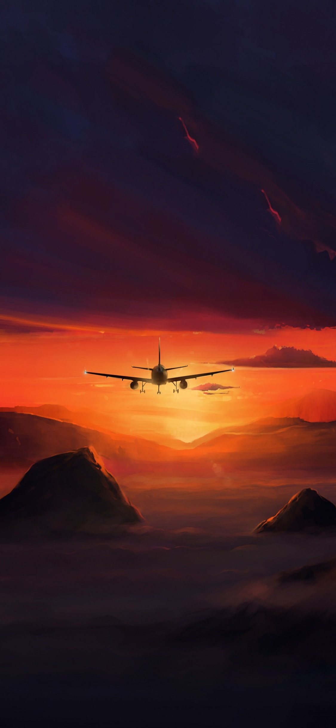 Atmosphère, L'écorégion, Avion, Nature, Afterglow. Wallpaper in 1125x2436 Resolution