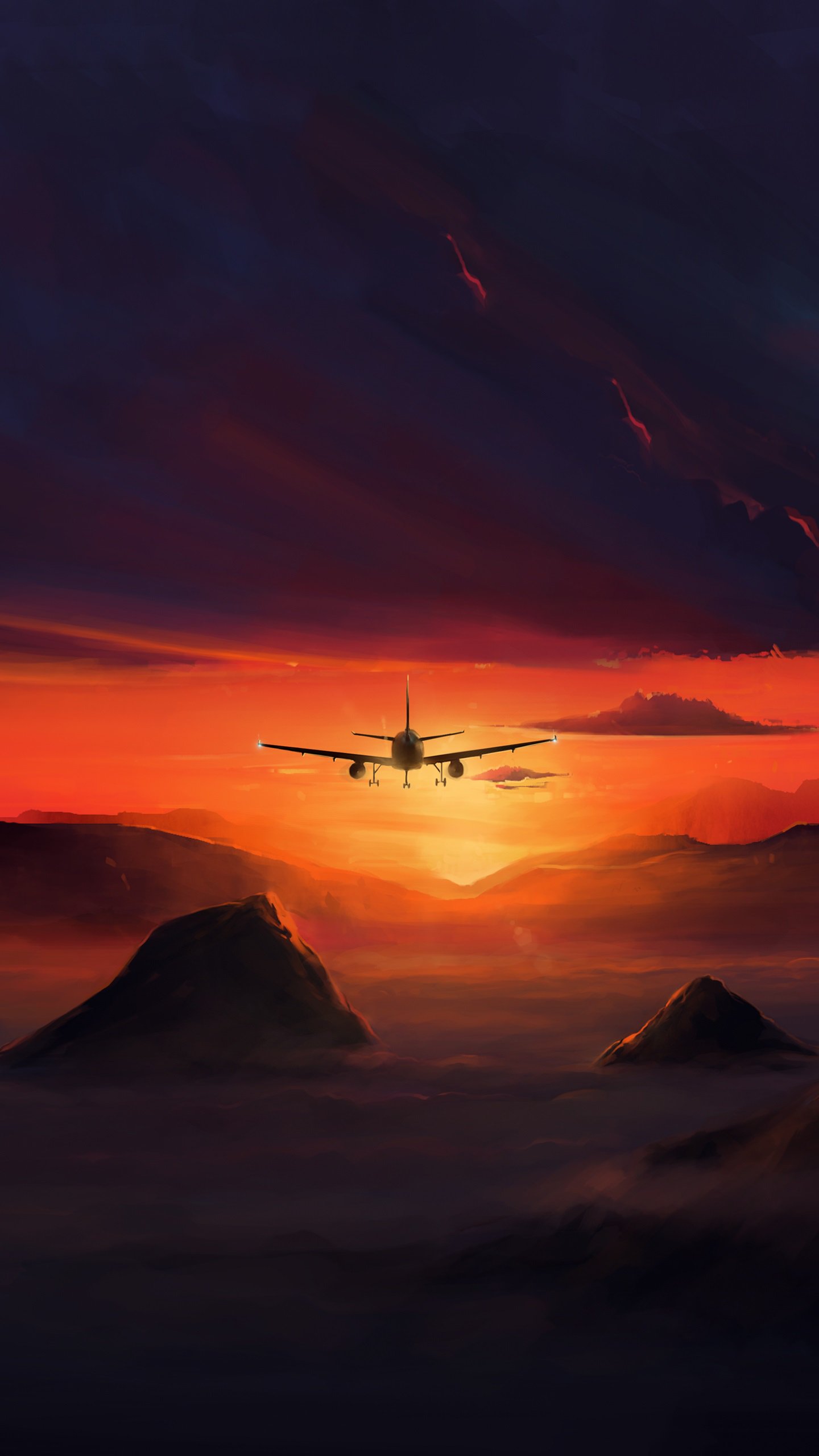 Atmosphère, L'écorégion, Avion, Nature, Afterglow. Wallpaper in 1440x2560 Resolution