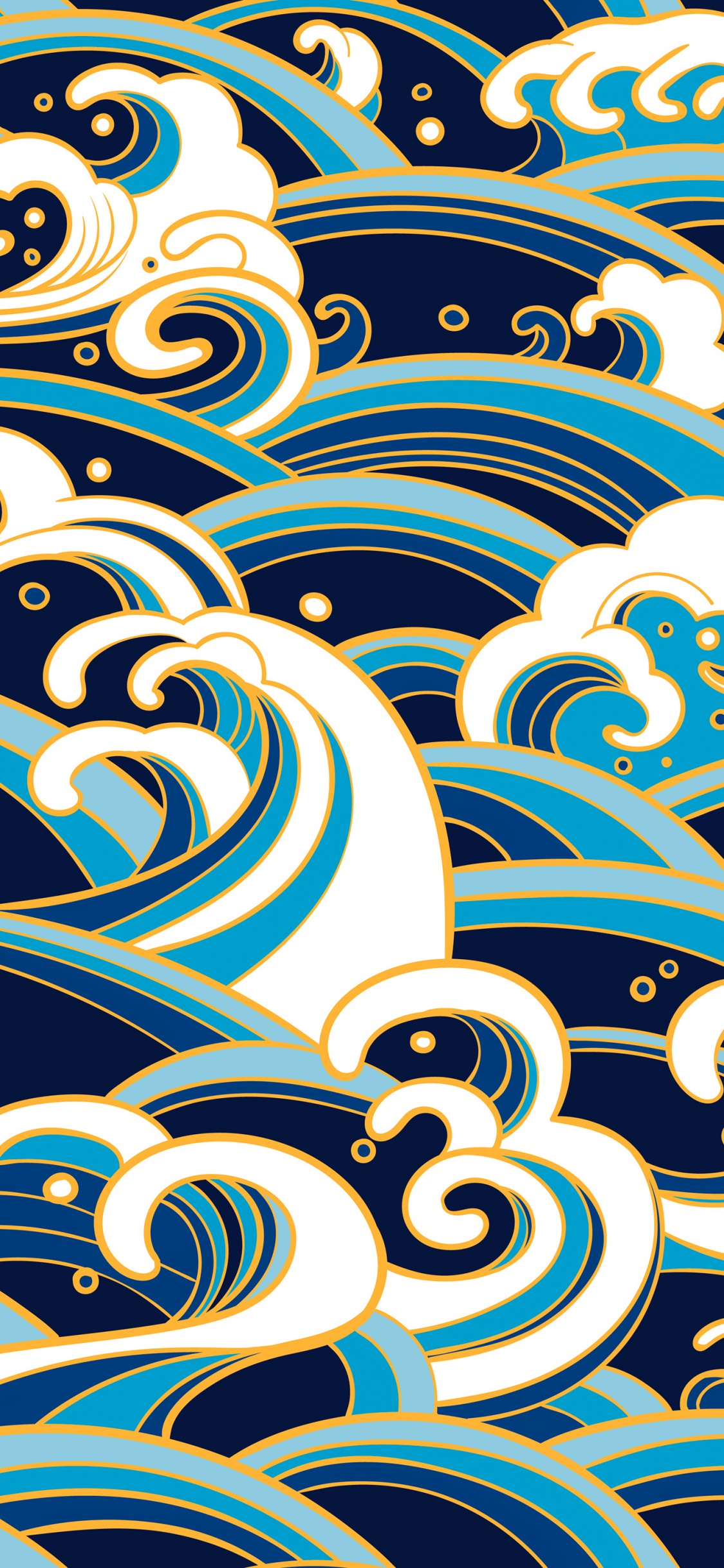 Waves Pattern, Textile, Pattern, White, Azure. Wallpaper in 1125x2436 Resolution