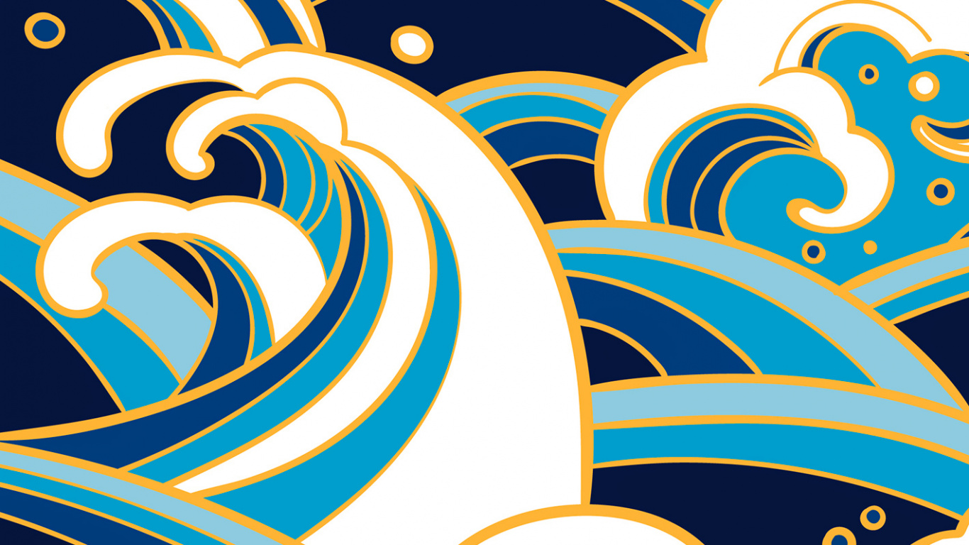 Waves Pattern, Textile, Pattern, White, Azure. Wallpaper in 1366x768 Resolution