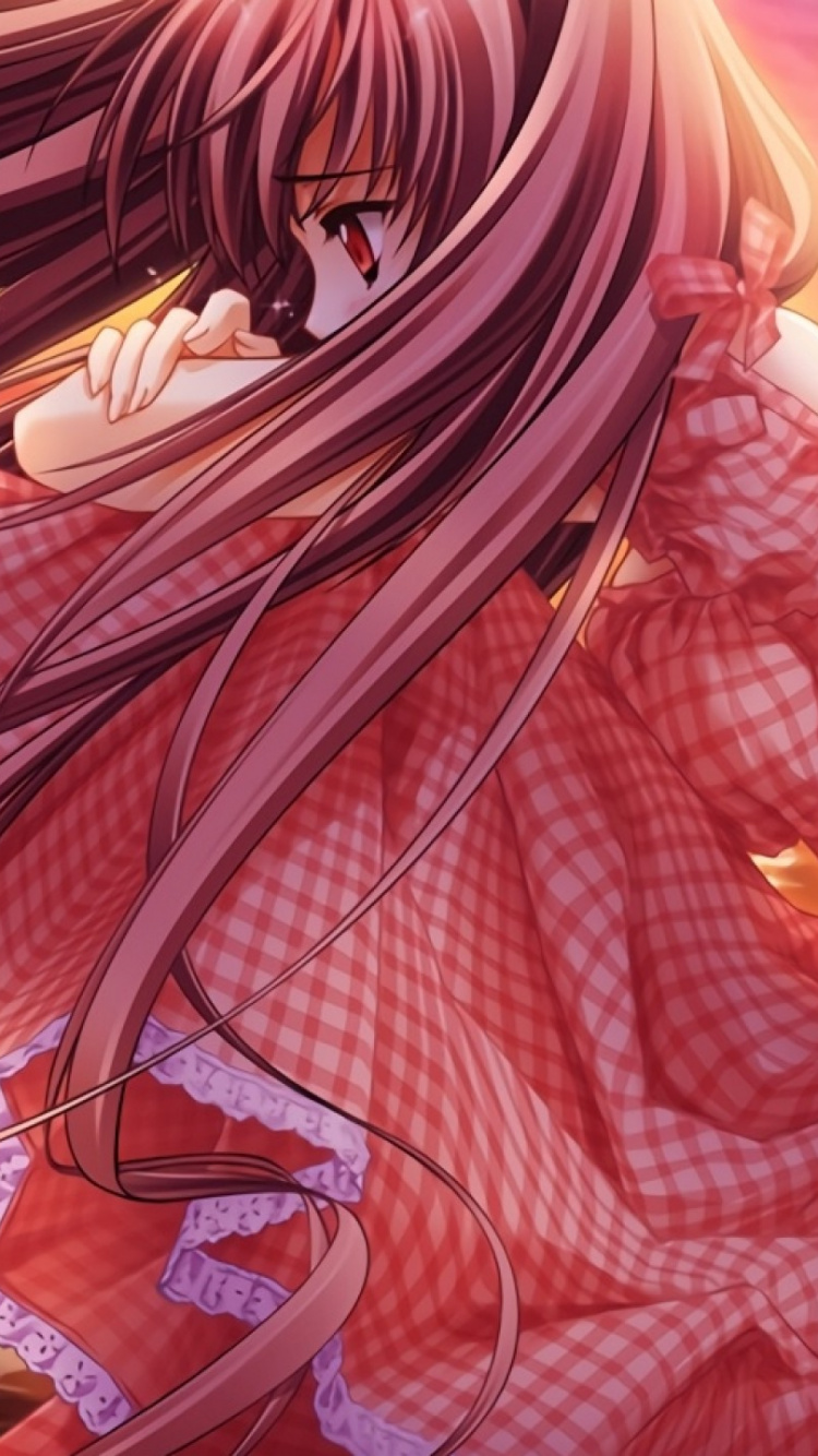 Braunhaarige Weibliche Anime-Figur. Wallpaper in 750x1334 Resolution