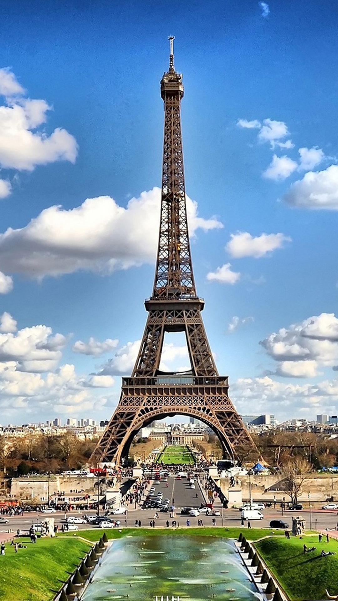 Eiffel Tower Under Blue Sky and White Clouds During Daytime. Wallpaper in 1080x1920 Resolution