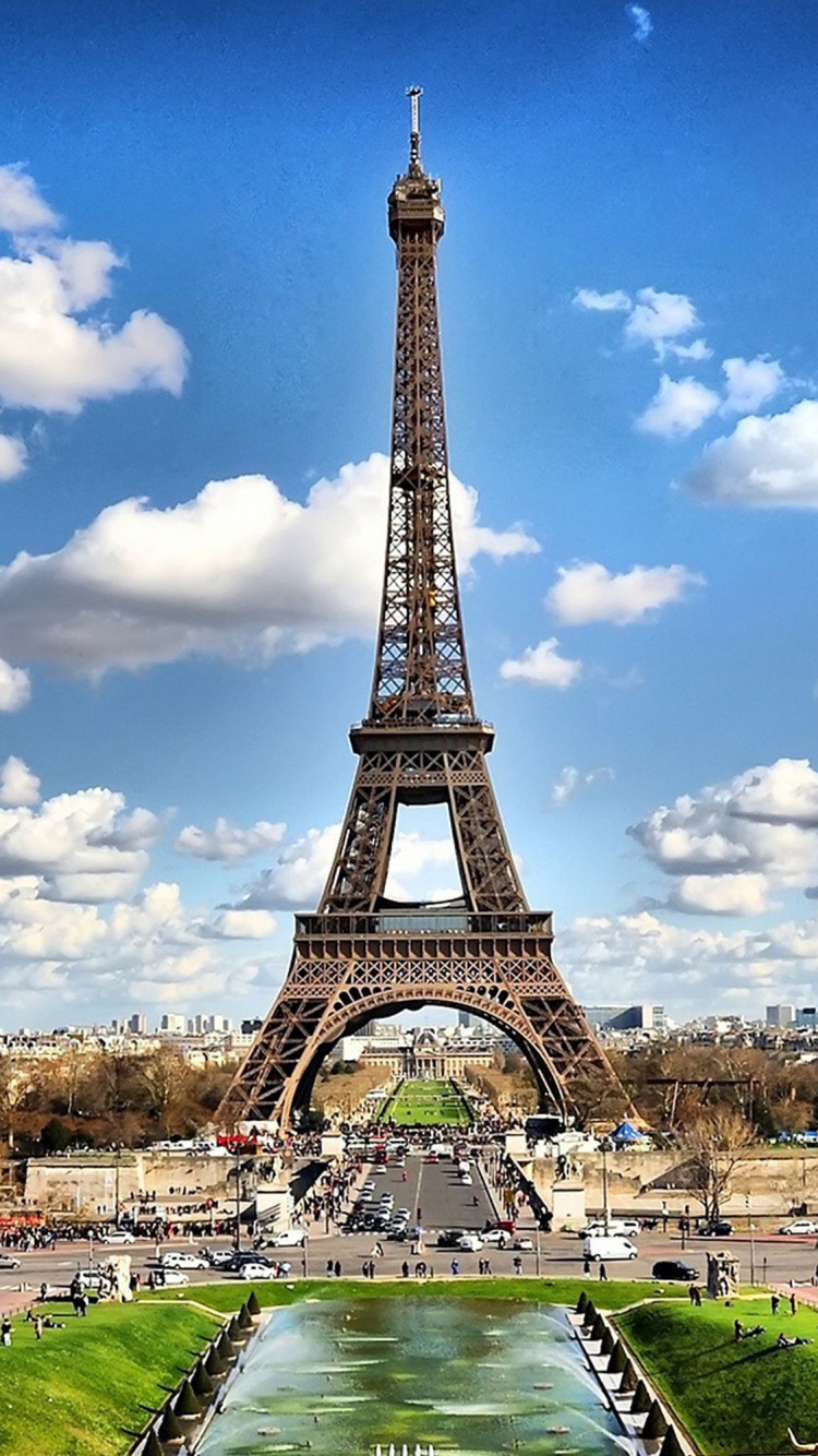 Eiffel Tower Under Blue Sky and White Clouds During Daytime. Wallpaper in 750x1334 Resolution