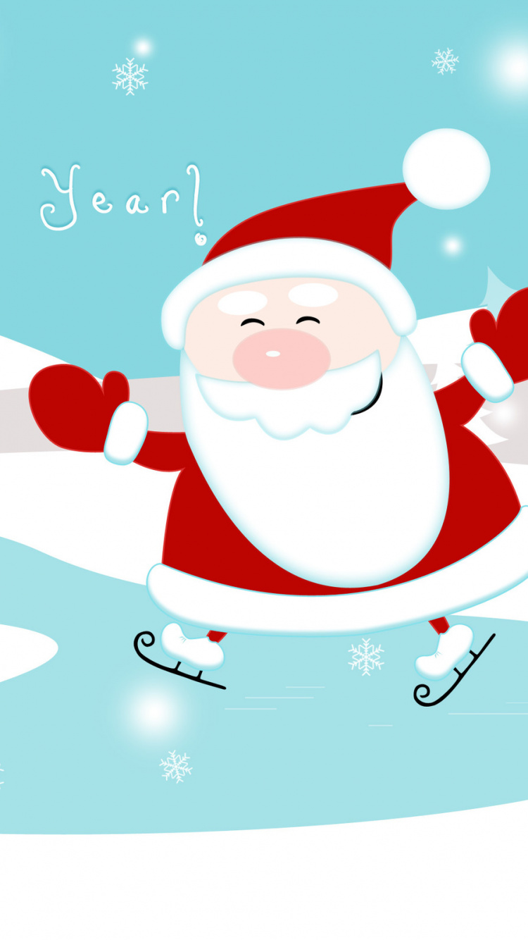 Eislaufen, Eiskunstlauf, Eisbahn, Weihnachtsmann, Illustration. Wallpaper in 750x1334 Resolution