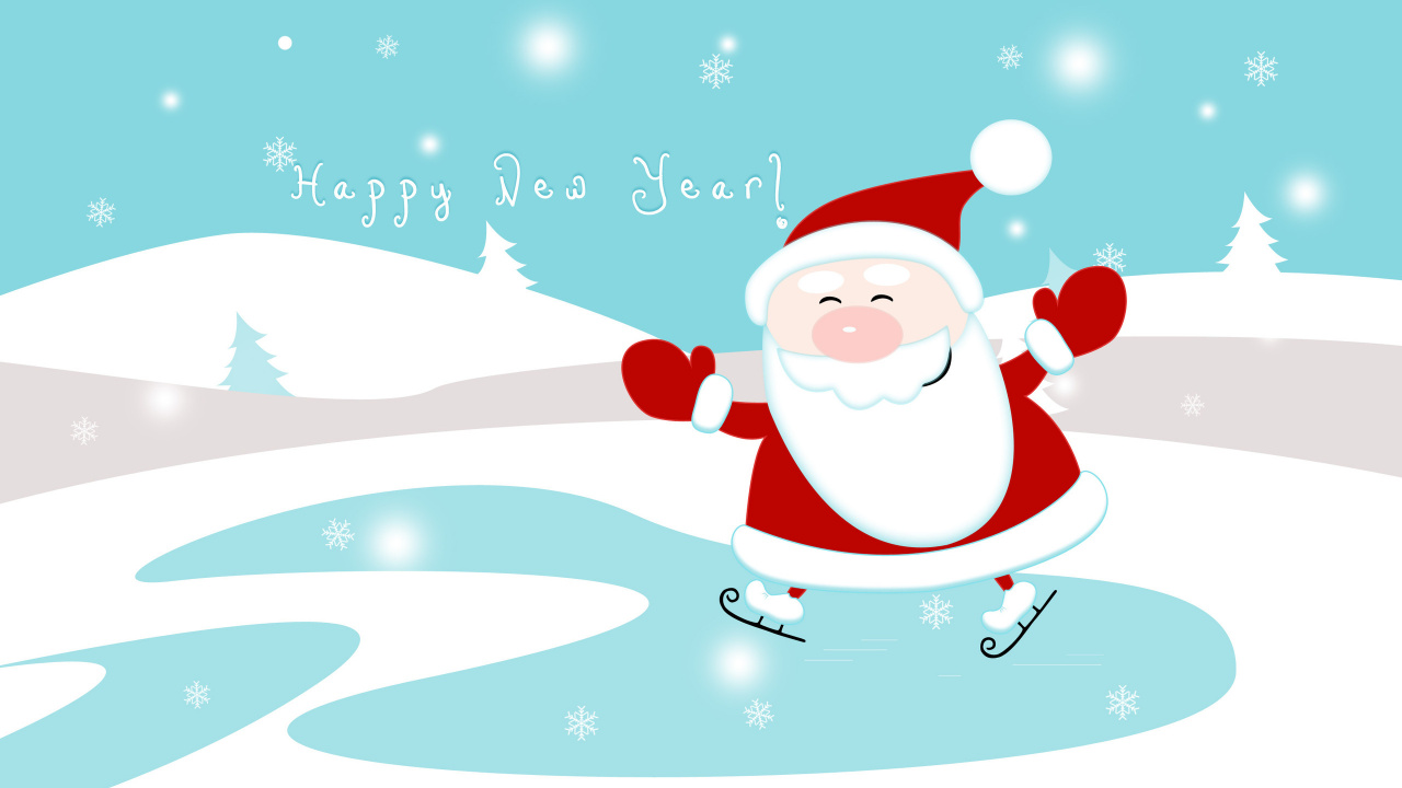 Patinaje Sobre Hielo, Patinaje Artístico, Pista de Patinaje Sobre Hielo, Santa Claus, Ilustración. Wallpaper in 1280x720 Resolution