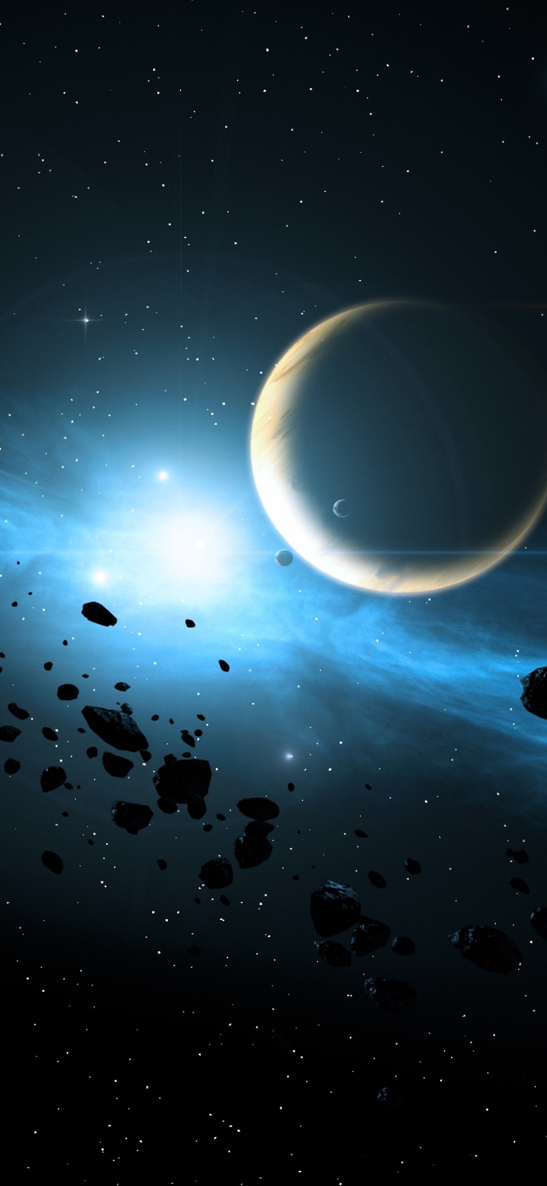 Estrellas Blancas y Azules en el Cielo. Wallpaper in 1125x2436 Resolution