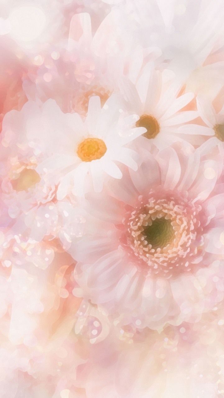 Weiße Und Rosa Gänseblümchen. Wallpaper in 720x1280 Resolution
