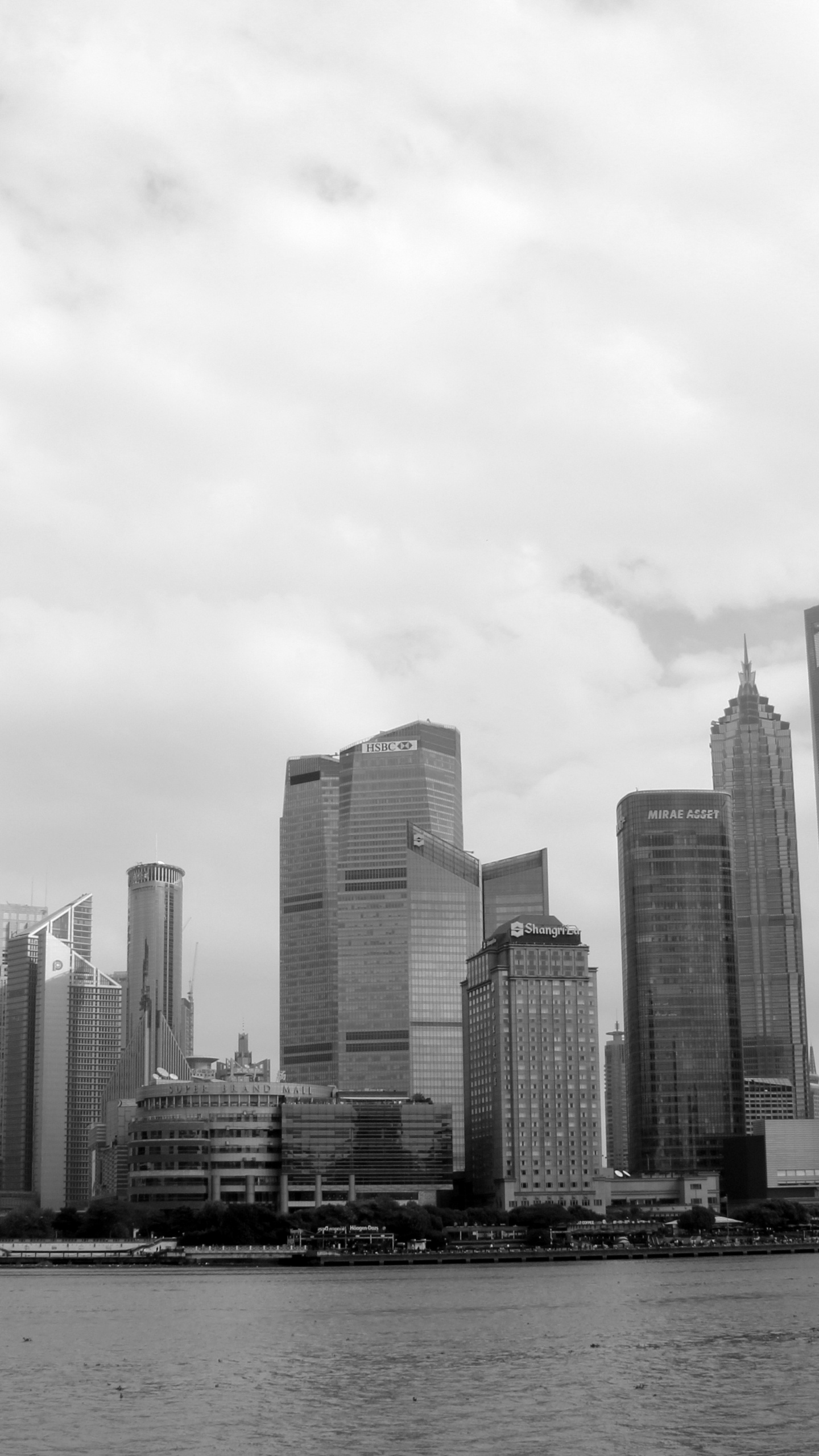 Grayscale Photo of High Rise Buildings. Wallpaper in 1440x2560 Resolution