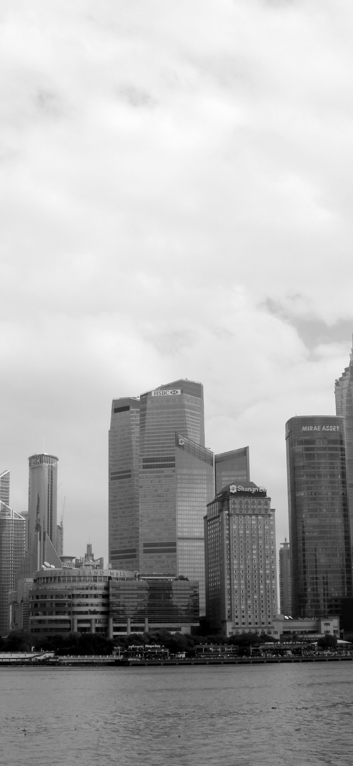 Photo en Niveaux de Gris D'immeubles de Grande Hauteur. Wallpaper in 1125x2436 Resolution