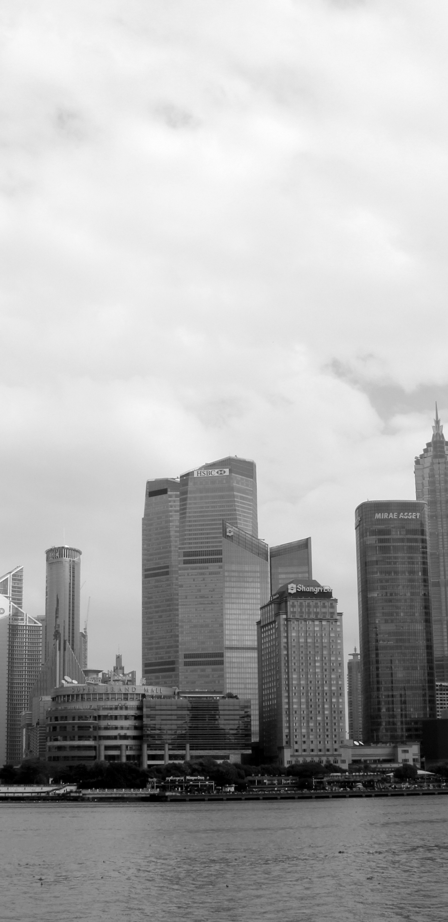 Photo en Niveaux de Gris D'immeubles de Grande Hauteur. Wallpaper in 1440x2960 Resolution