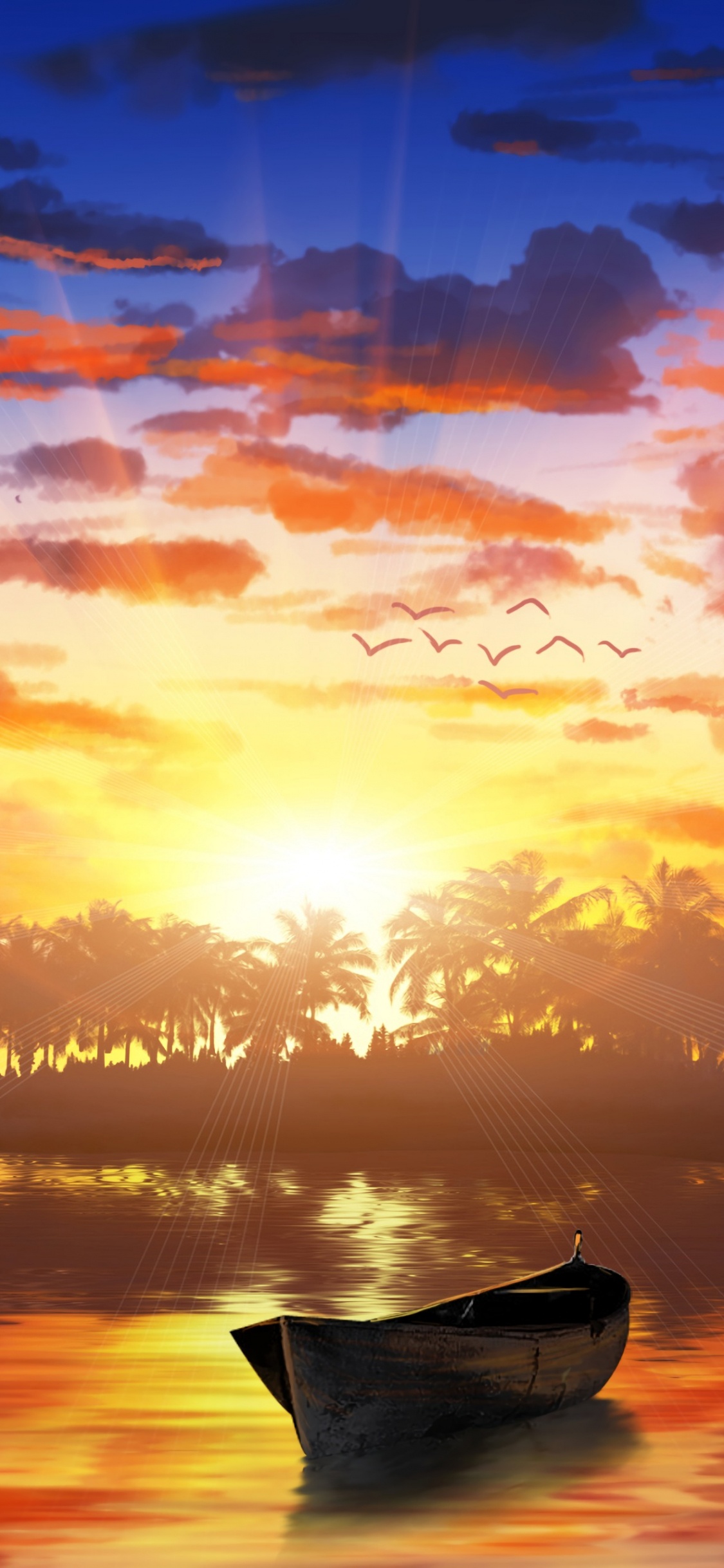 Nature, Lever, Réflexion, Afterglow, Eau. Wallpaper in 1125x2436 Resolution