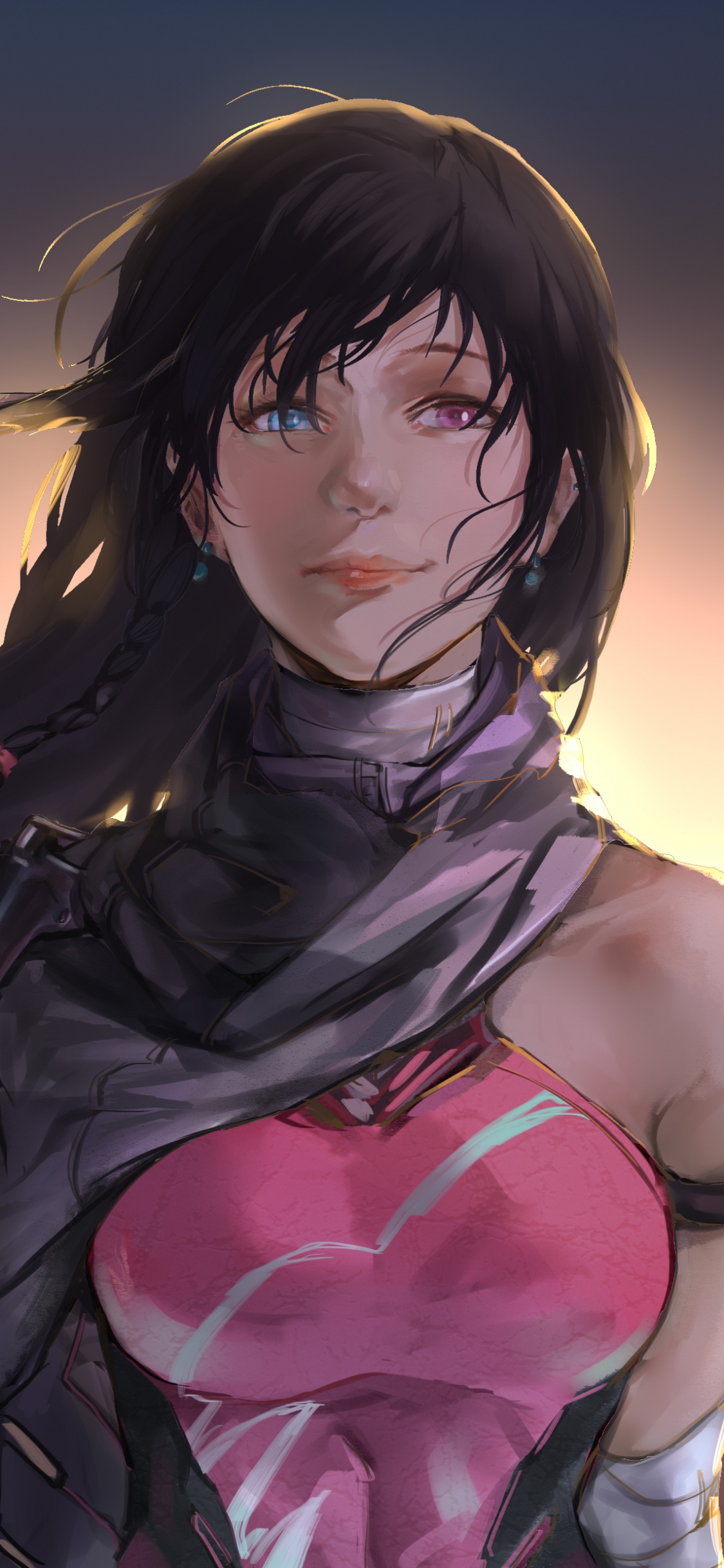 Personaje de Anime de Mujer de Pelo Negro. Wallpaper in 1125x2436 Resolution