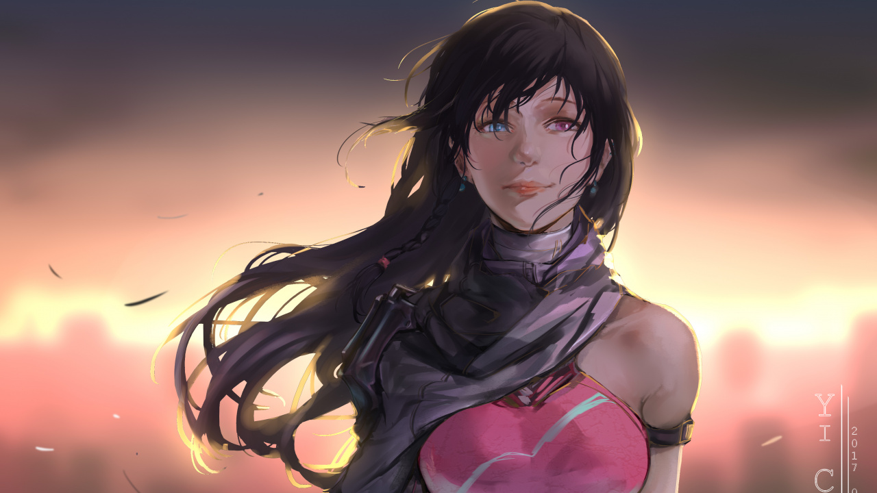 Black Haired Woman Anime Character. Wallpaper in 1280x720 Resolution