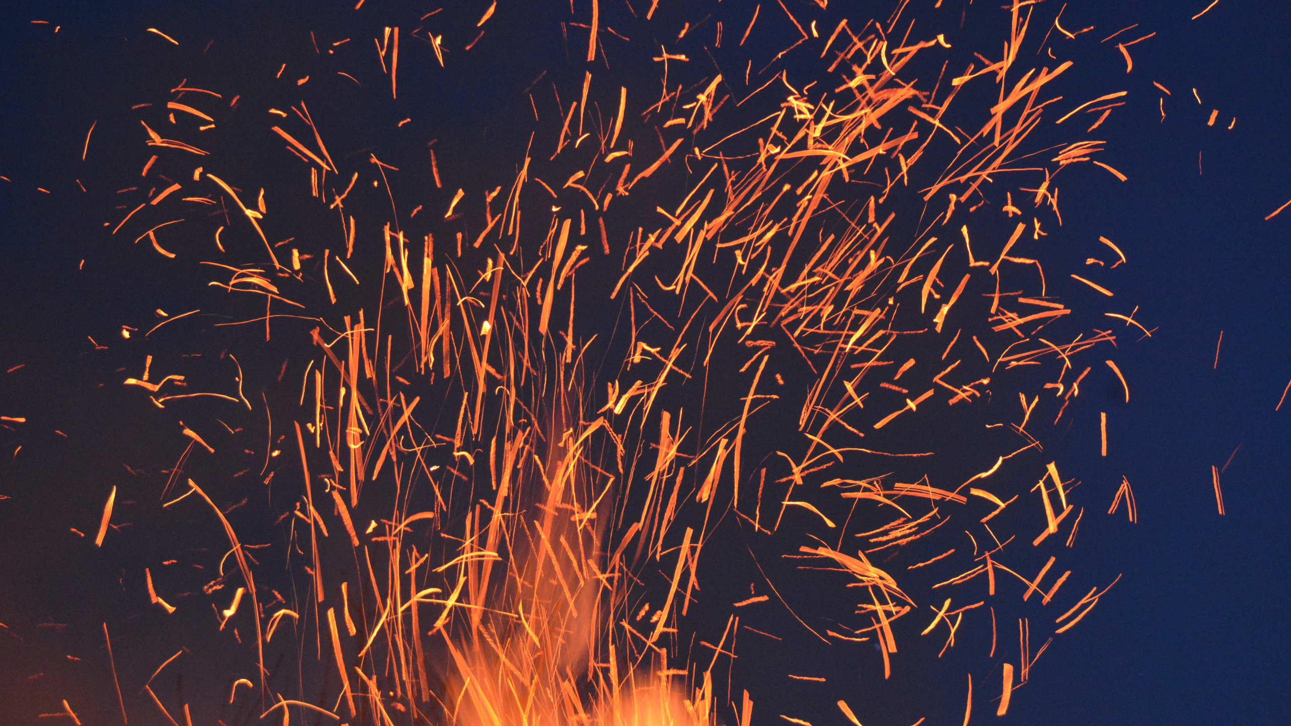 le Feu Fonctionne Dans le Ciel Pendant la Nuit. Wallpaper in 2560x1440 Resolution