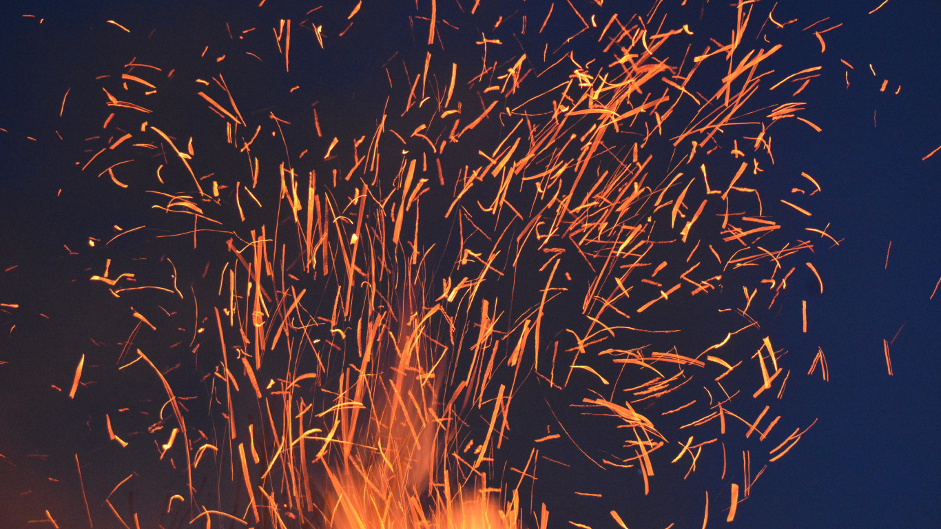 Fire Works in The Sky During Night Time. Wallpaper in 1366x768 Resolution