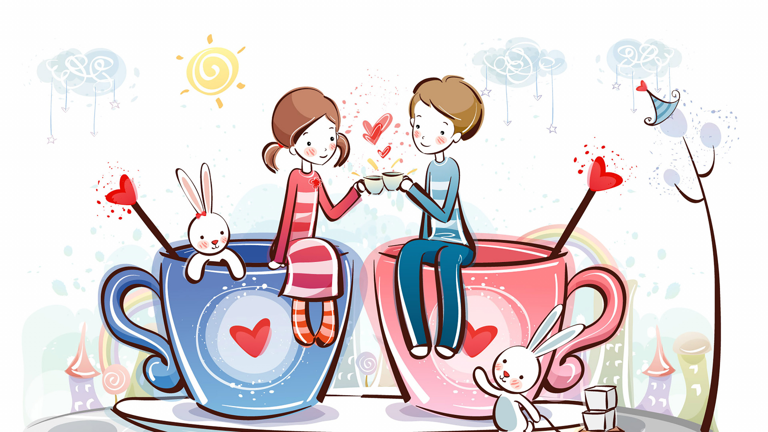 le Jour de Valentines, Cartoon, Clip Art, Illustration, Graphique. Wallpaper in 2560x1440 Resolution