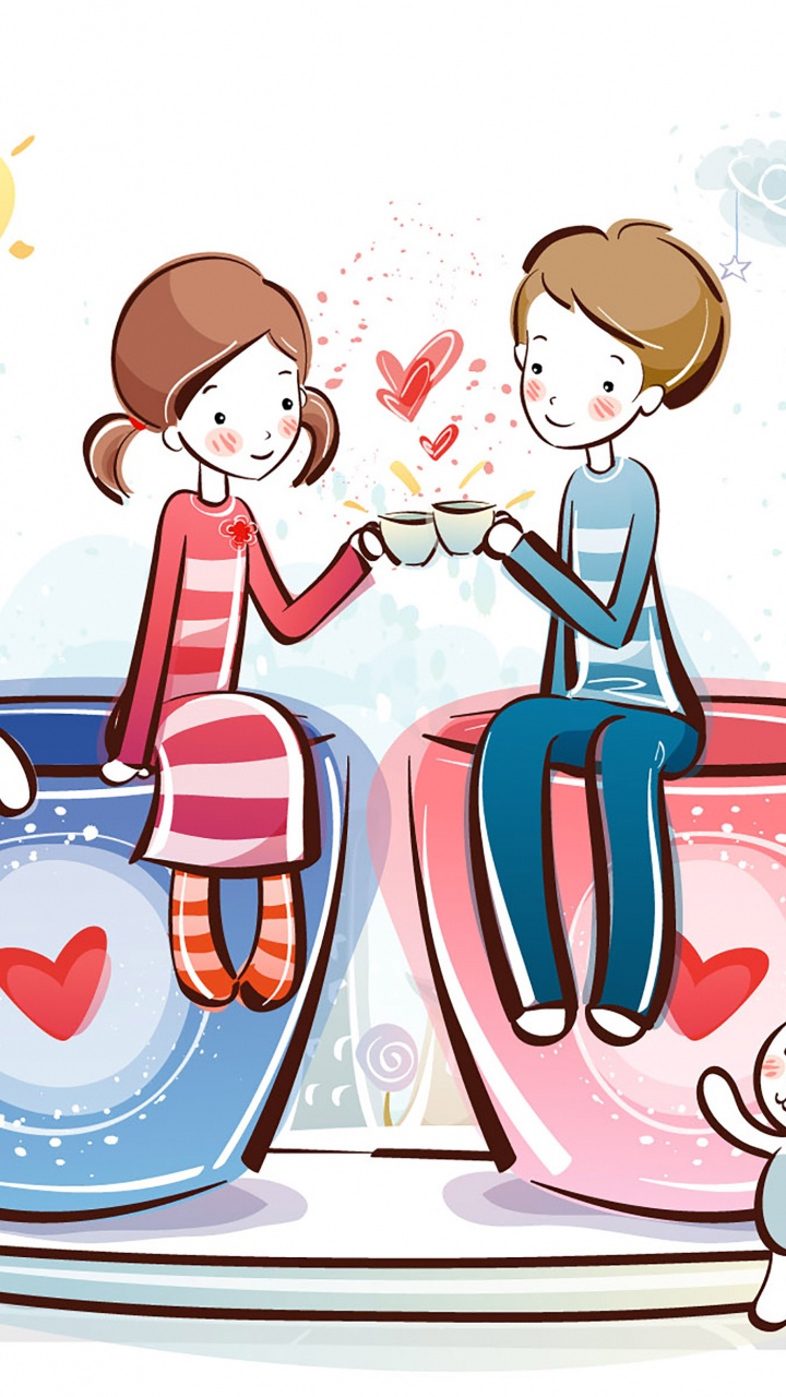 le Jour de Valentines, Cartoon, Clip Art, Illustration, Graphique. Wallpaper in 720x1280 Resolution