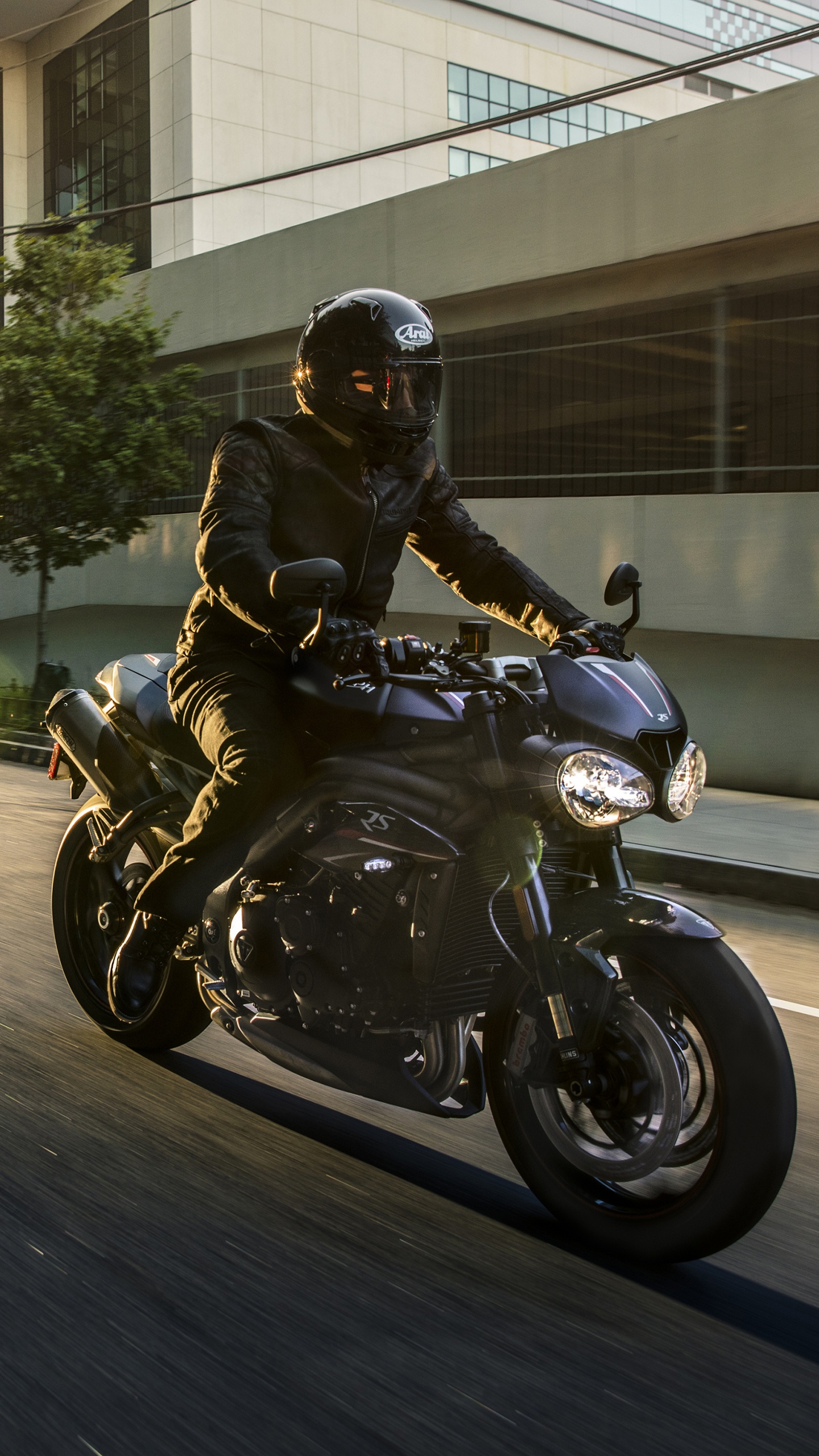 Mann im Schwarzen Motorradhelm, Der Tagsüber Motorrad Auf Der Straße Fährt. Wallpaper in 1440x2560 Resolution