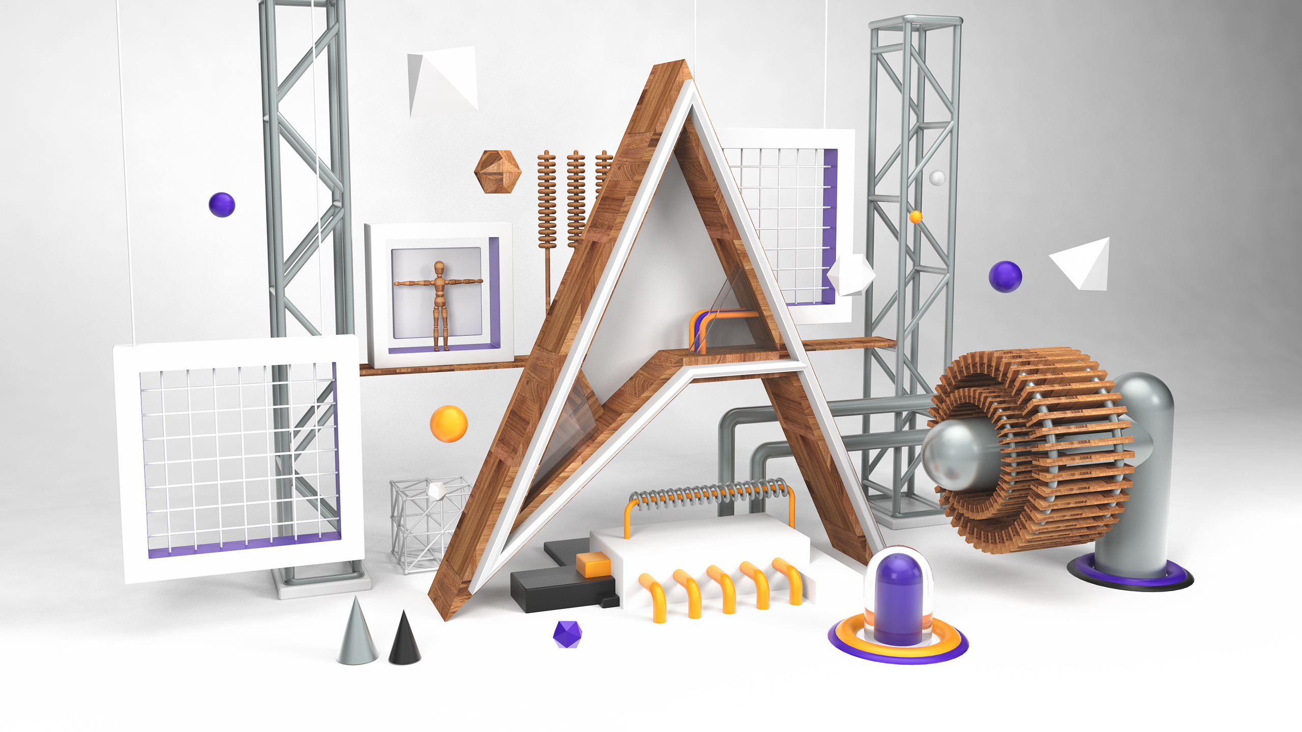 Brown Wooden Frame With Blue and White Ball. Wallpaper in 2560x1440 Resolution