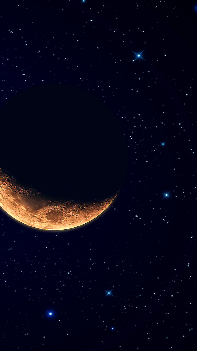 Luna Llena en el Cielo Azul. Wallpaper in 750x1334 Resolution