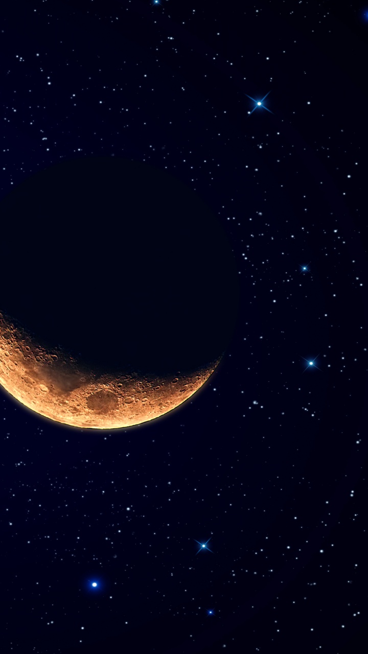 Vollmond am Blauen Himmel. Wallpaper in 720x1280 Resolution