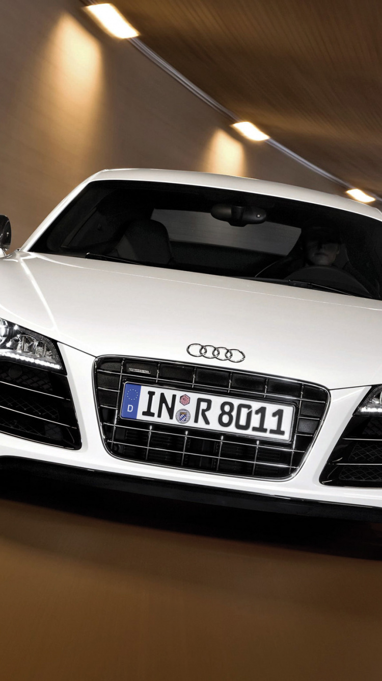 White Audi r 8 on Road. Wallpaper in 750x1334 Resolution