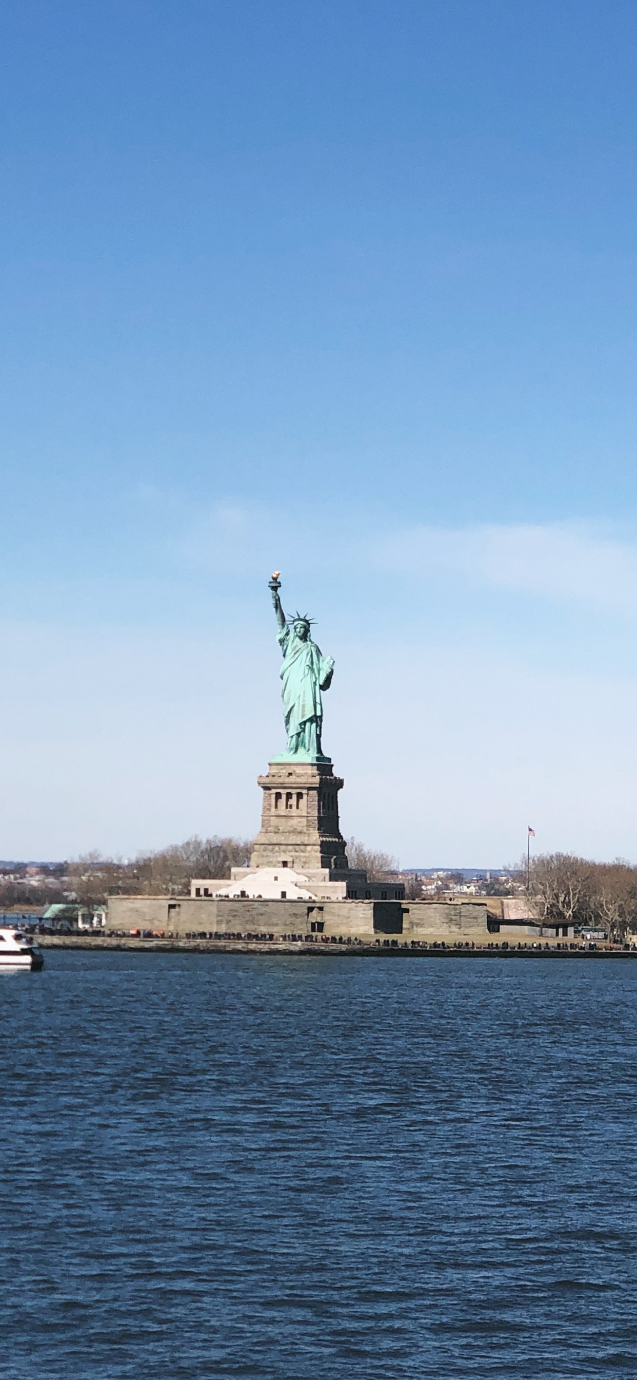 New York City, Statue of Liberty, Statue of Liberty National Monument, Ship, Monument. Wallpaper in 1242x2688 Resolution