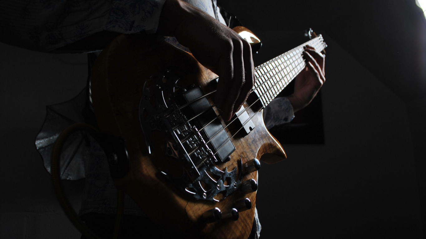 Bass, Kontrabass, Gitarre, Akustikgitarre, Gitarrist. Wallpaper in 1366x768 Resolution