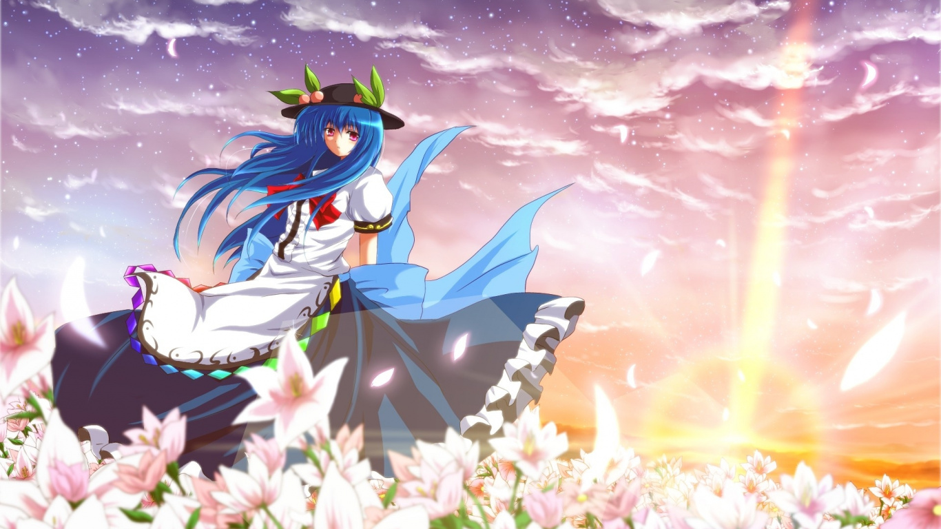 Personnage D'anime Fille Aux Cheveux Bleus. Wallpaper in 1366x768 Resolution