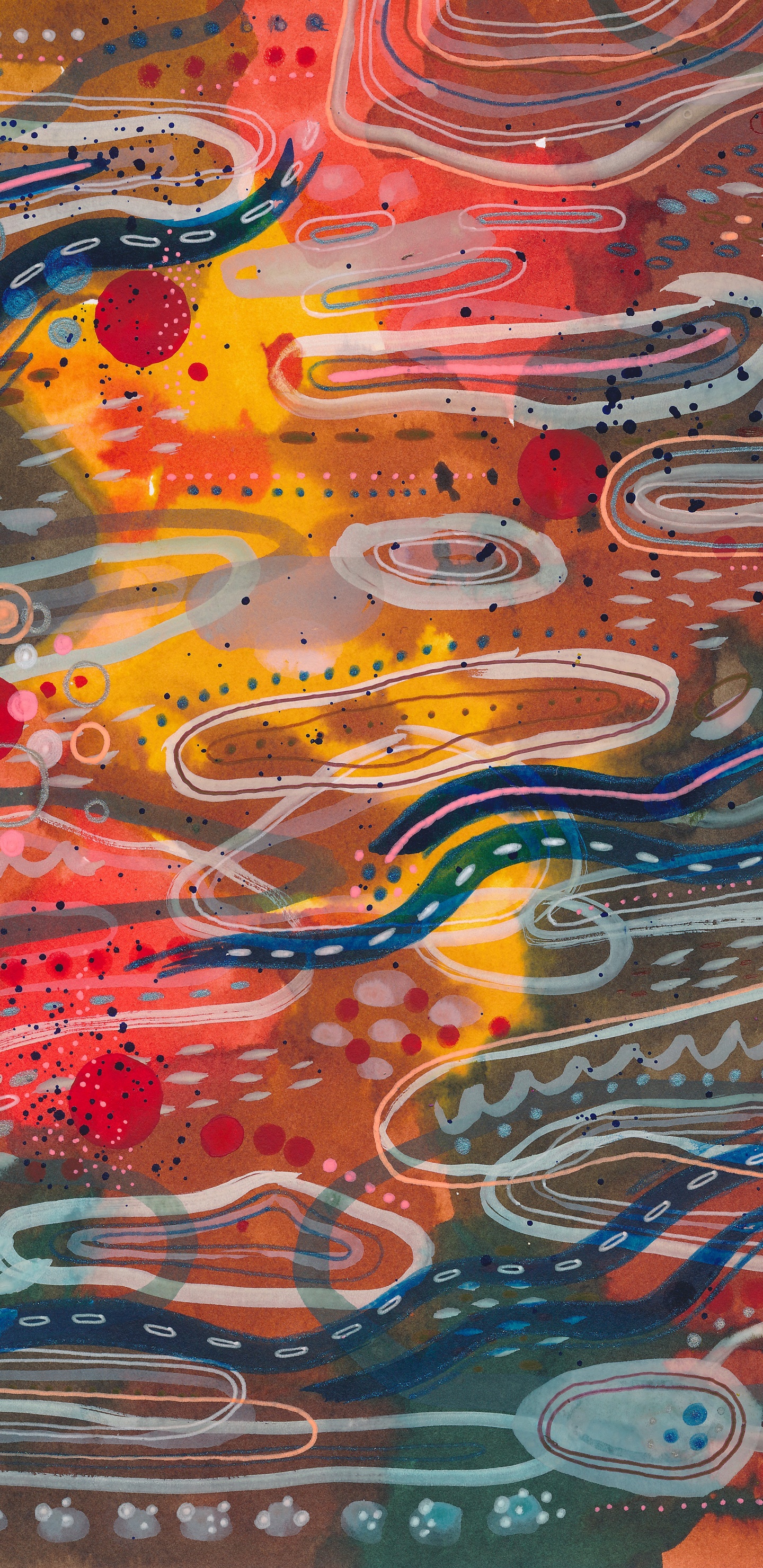 Rote Blaue Und Gelbe Abstrakte Malerei. Wallpaper in 1440x2960 Resolution