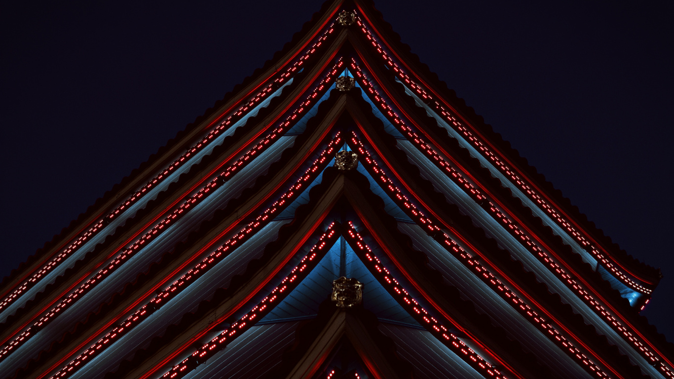 Red and Gold Colored Roof. Wallpaper in 1366x768 Resolution