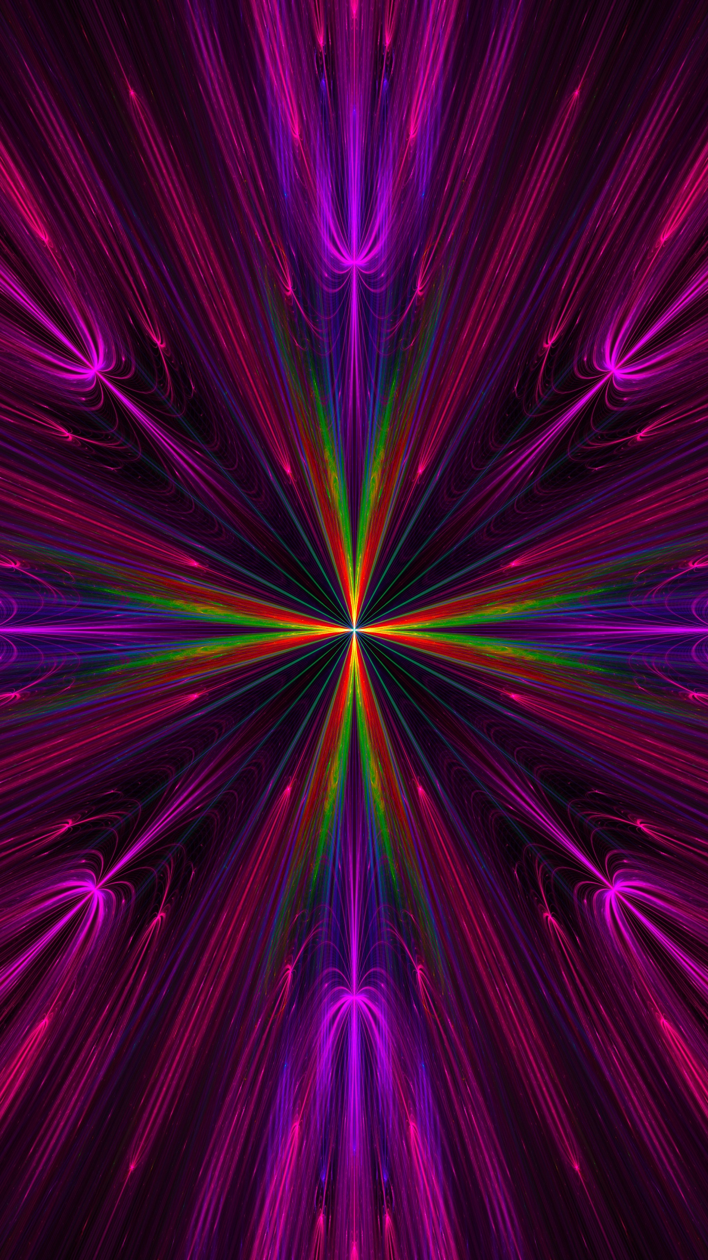 激光, 视觉效果的灯光, 对称, 特效, 紫色的 壁纸 1440x2560 允许