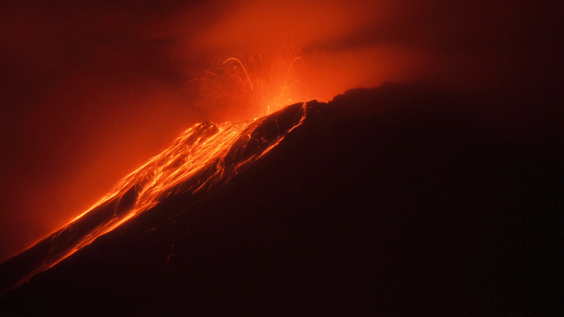 Orange and Black Clouds During Night Time. Wallpaper in 1920x1080 Resolution
